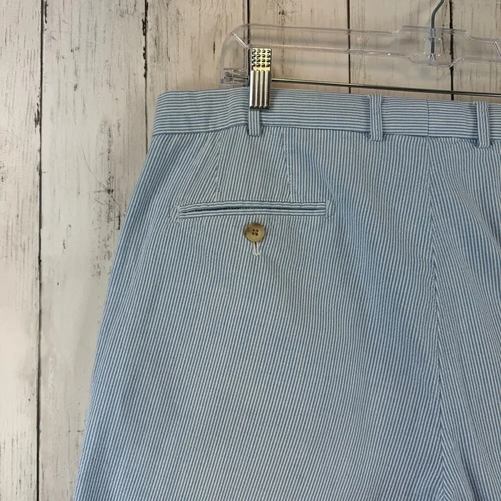 Peter Millar Blue Seersucker Lightweight Flat Front Chino 9